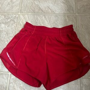 Lululemon red Hotty hot size 2 and 2.5” women’s shorts